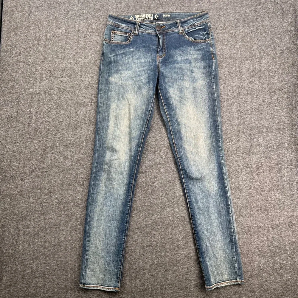 Mossimo Supply Co Women Skinny Jeans Medium Wash Distressed Size 9 Stretch Denim